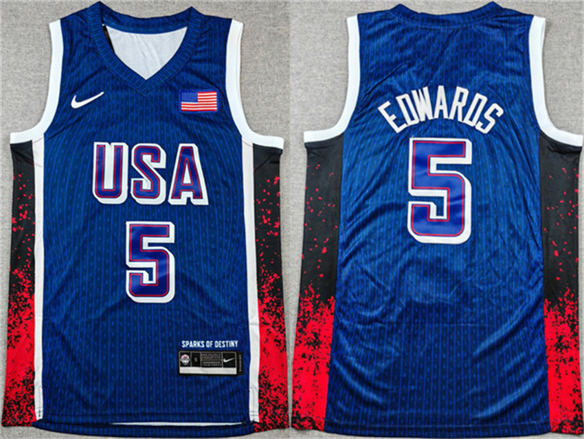 Youth Navy USA Basketball Active Player Custom 2024 Olympics Stitched Jersey